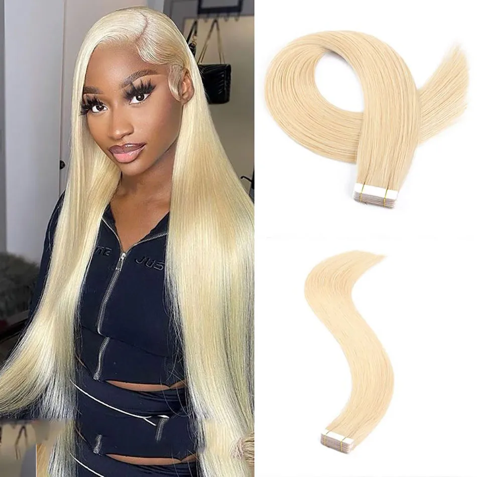 Human Hair #613 Blonde Straight Tape In Extensions（20pcs/set）